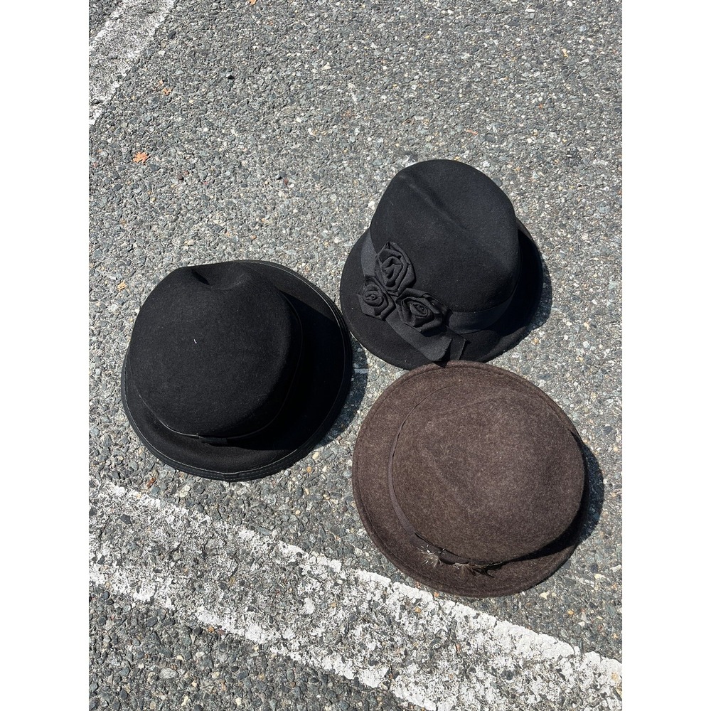 Betmar, Kate Landry, August Women's Black 100% Wool Hats - 3 Piece Bundle LOT !